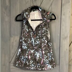 lululemon athletica Women’s Hooded Vest with Pink & Blue Print
